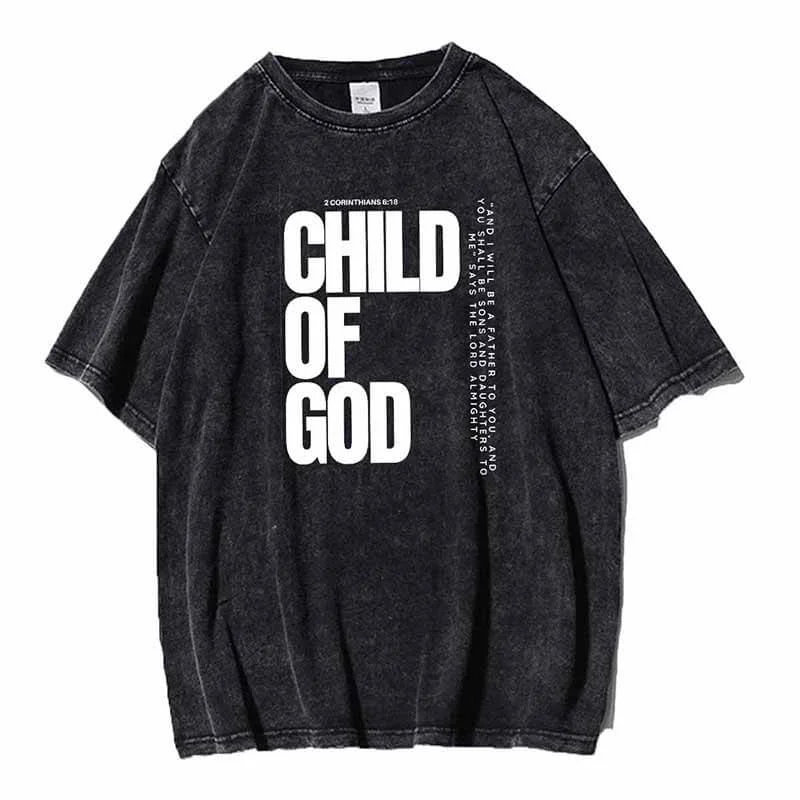 Vintage Washed Child Of God Hoodie Sweatshirt T-shirt-- Nylon Fabric Polyester Fabric Spandex Fabric