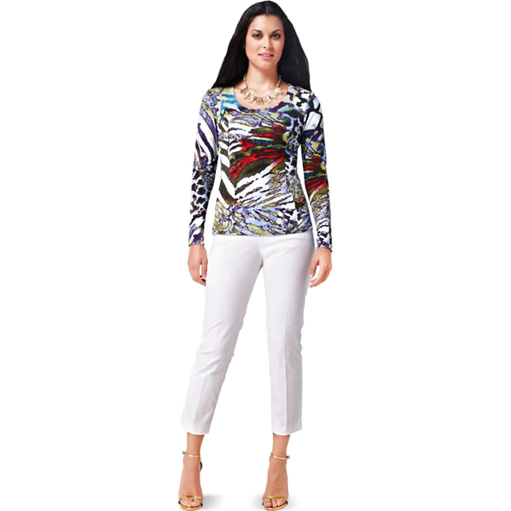 Burda Knit Tops and T-shirts 6820-- Striped Floral Plaid