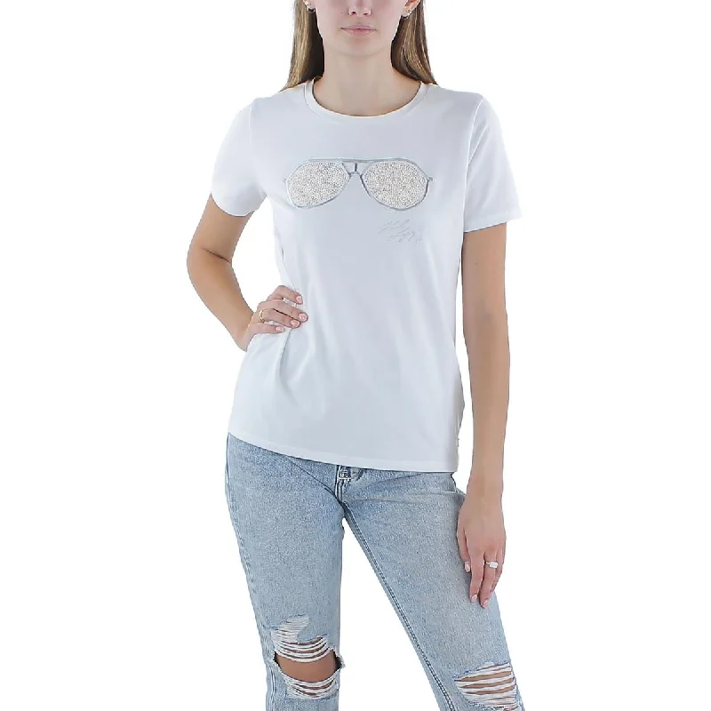 Womens Embellished Cotton Graphic T-Shirt-- Cozy Warm Stylish