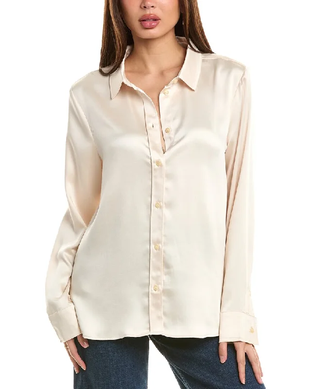 7 For All Mankind Satin Shirt-- Graphic T-Shirt Round Neck Polyester