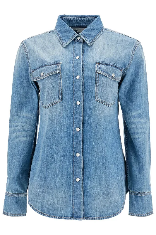 vintage wash denim shirt 6D0362 3SQH09 MEDIUM VINTAGE BLUE-- Ribbed Striped Patterned