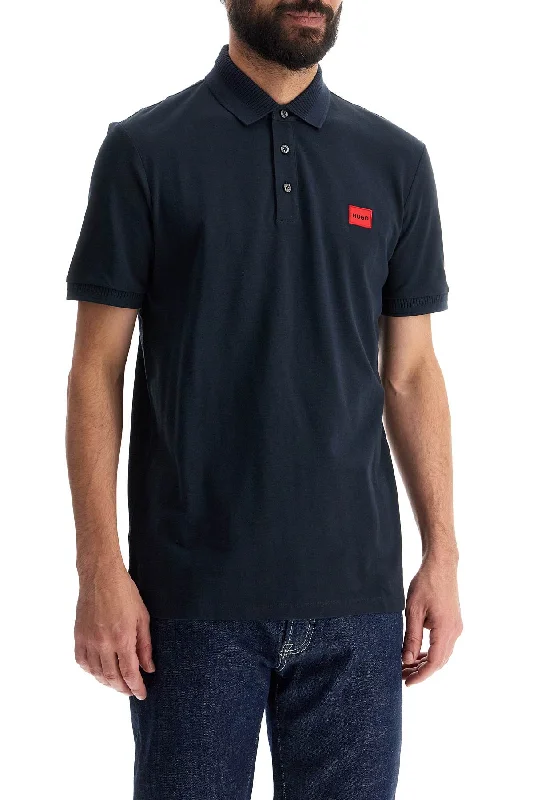 Hugo Polo Shirt With Logo Label-- Ribbed Striped Patterned