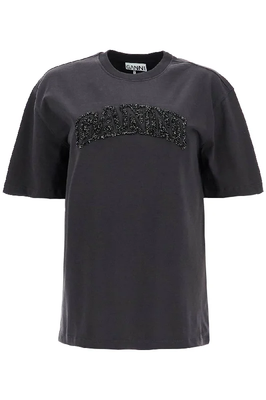 loose t-shirt with lurex logo T4095 PHANTOM-- Zippered Buttoned Snapped