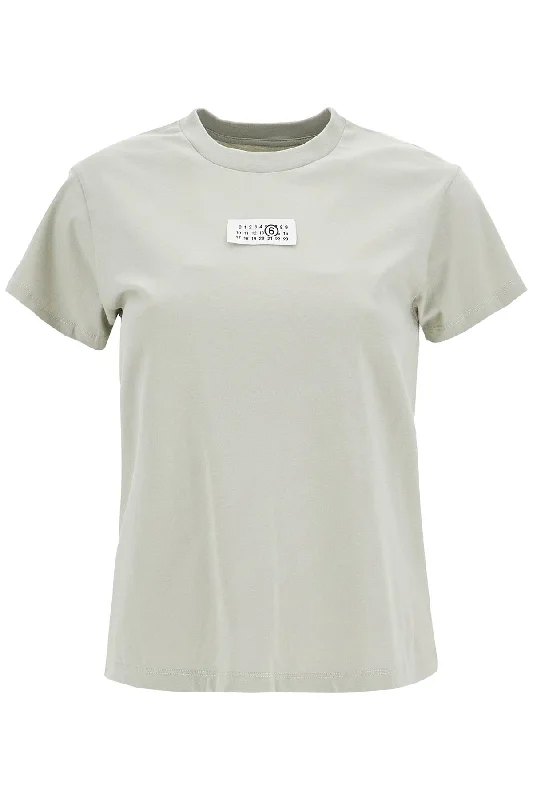 Mm6 Maison Margiela Women's T-Shirt With Logo Label-- Ribbed T-Shirt High Neck Heavyweight
