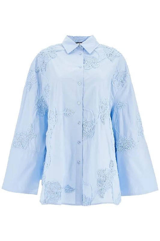 light blue cotton shirt with embossed floral pattern 1135232322 SKYWAY (BLUE)-- Zippered Front Buttoned Front Snap Front