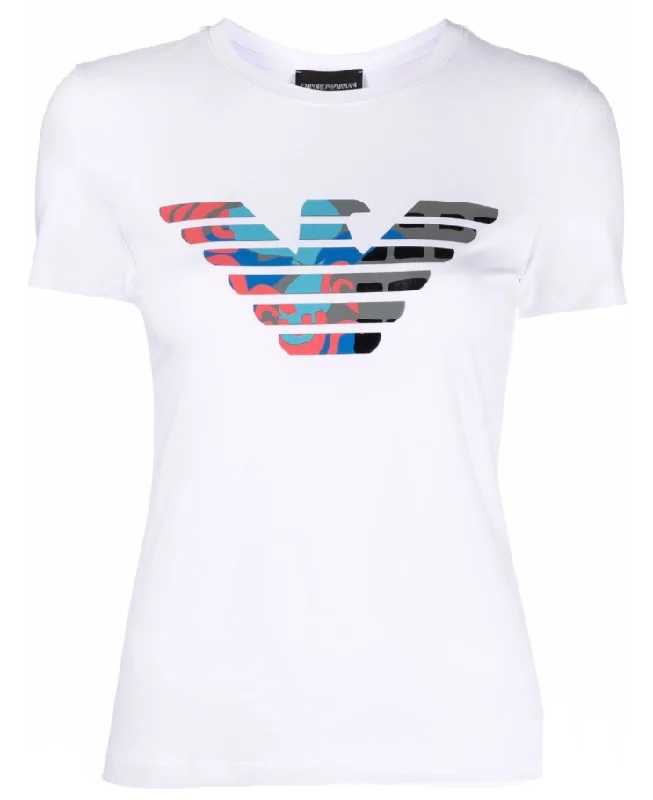 Emporio Armani Patterned Oversize Eagle T-shirt-- Ribbed T-Shirt High Neck Heavyweight