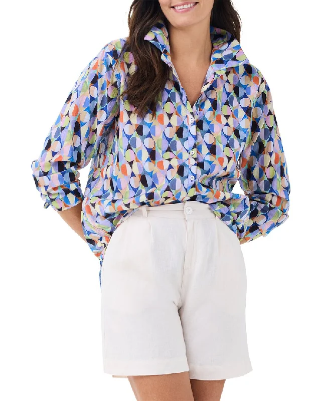 Nic+Zoe Petite Social Circles Boyfriend Shirt-- Seamless Knitted Crochet