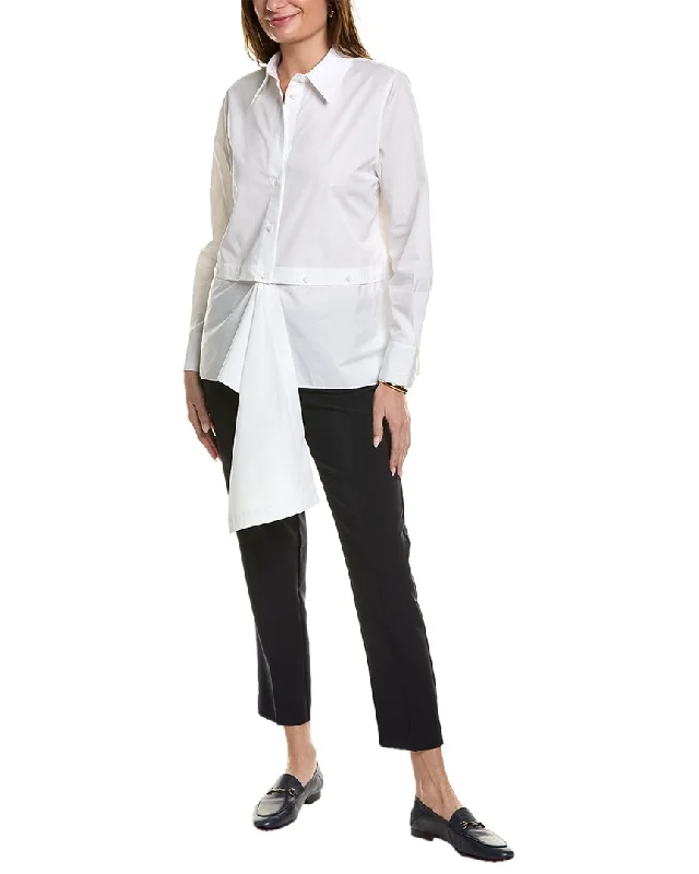 Lafayette 148 New York Drape Shirt-- Zippered Front Buttoned Front Snap Front