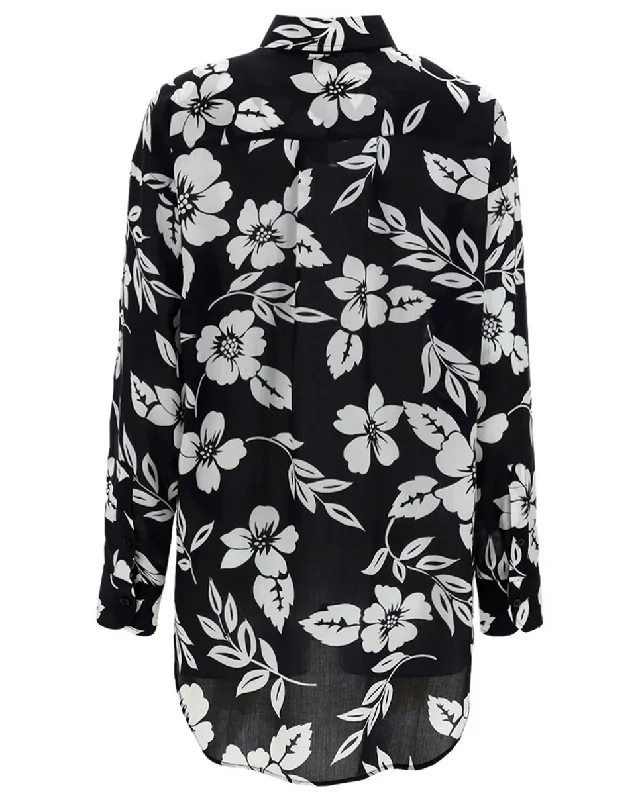 Tom Ford Womens Shirt In Black/White Floral-- Zippered Front Buttoned Front Snap Front