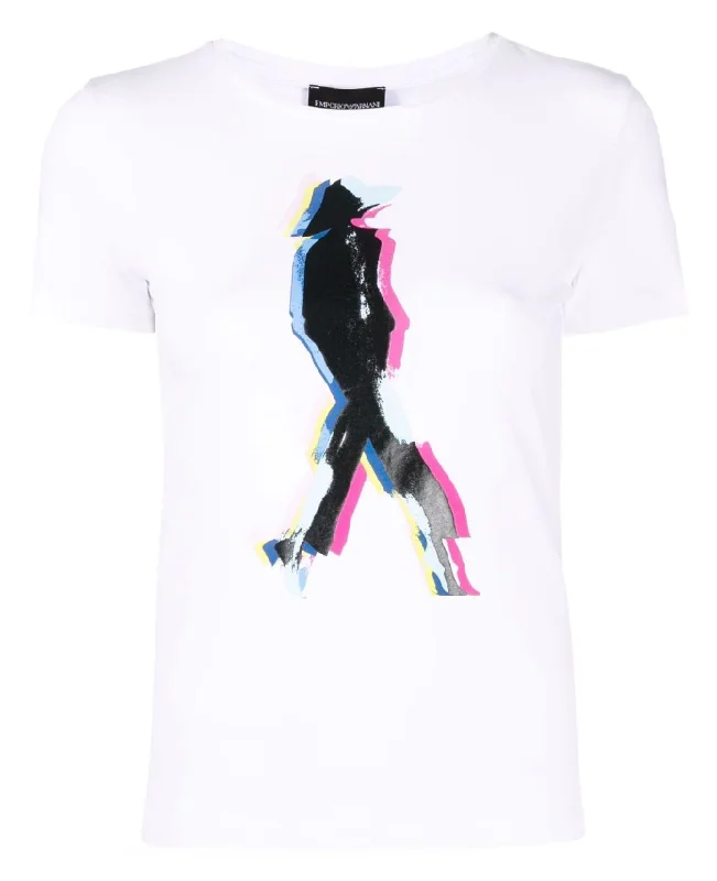 Emporio Armani graphic-print stretch-cotton T-shirt-- Fitted T-Shirt Seamless Stretchy