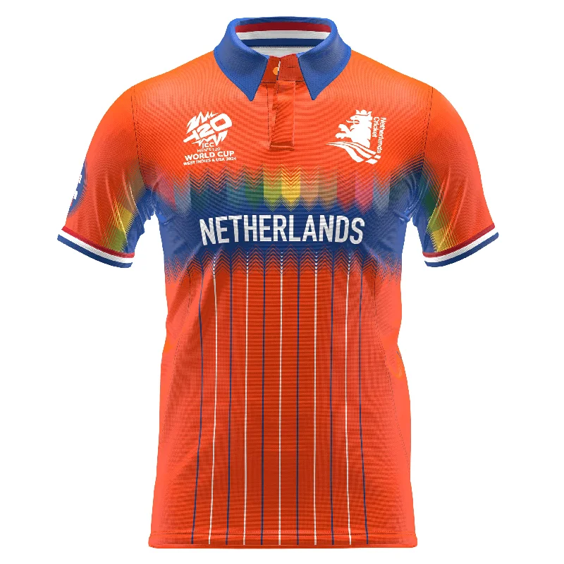 Netherlands T20 World Cup 24 Shirt - Women's Short Sleeve-- Polka Dot Checkered Tartan