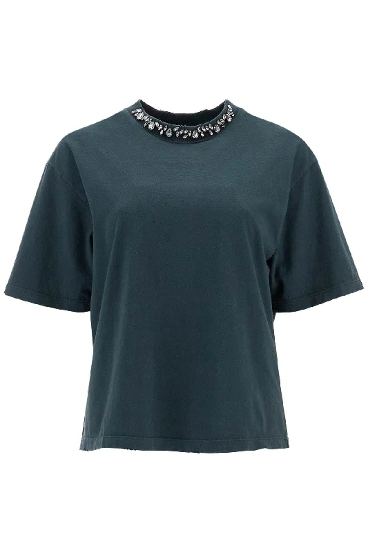 "boxy t-shirt with GWP01874 P001897 WASHED BLACK-- Solid Print Embellished