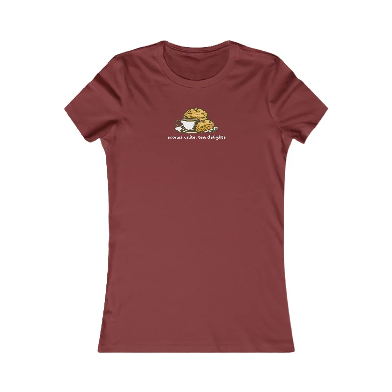 Scones Unite, Tea Delights Women's T-Shirt-- Handmade Hand-knitted Hand-woven