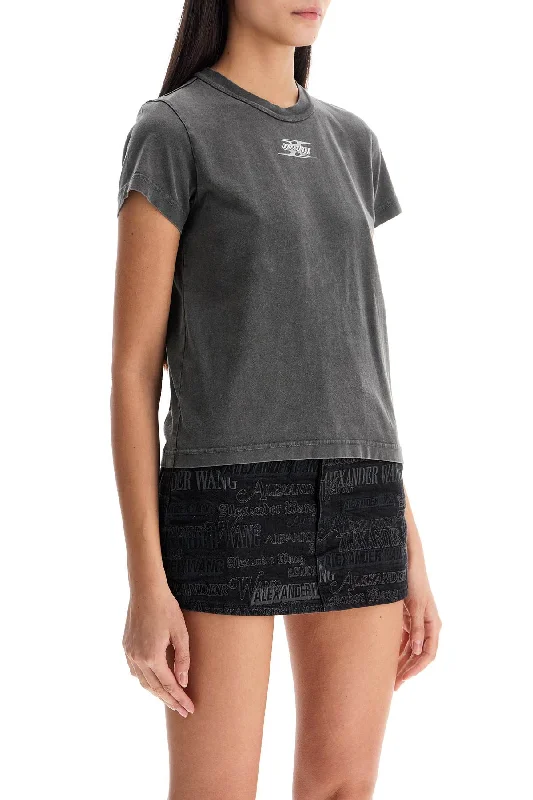 Alexander Wang Embossed Logo T-Shirt-- Embroidered Appliqued Beaded