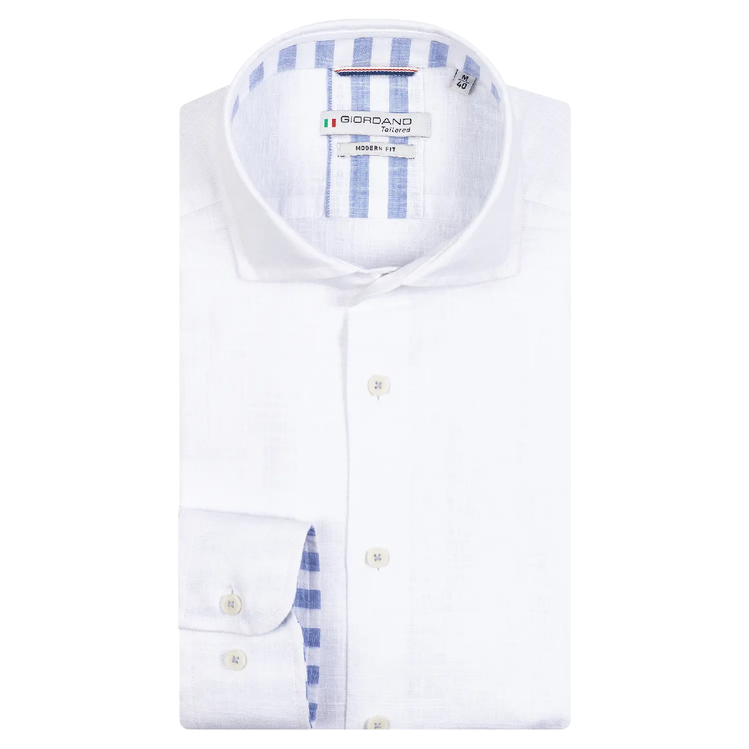 Giordano Plain Linen Look Shirt With Contrast-- Knit Fabric Woven Fabric Fleece Fabric