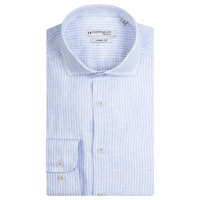 Giordano Long Sleeve Linen Stripe Shirt-- Sequined Glittery Shiny
