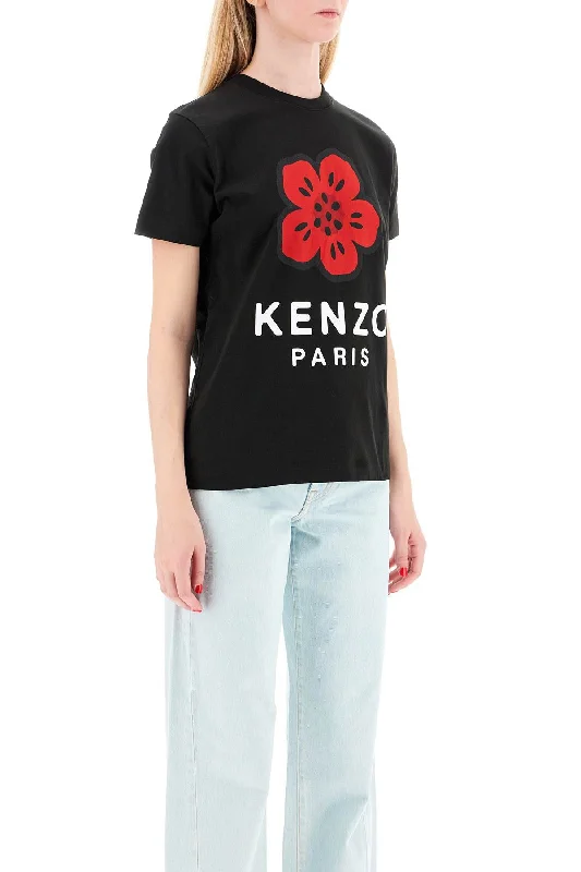 Kenzo Flower Print T-Shirt-- Chenille Blend Fleece Blend Nylon Blend