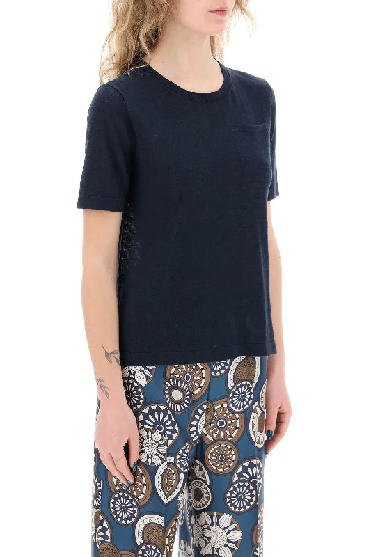 's Max Mara Novara Linen Knit T-Shirt-- Front Pockets Side Pockets Patch Pockets