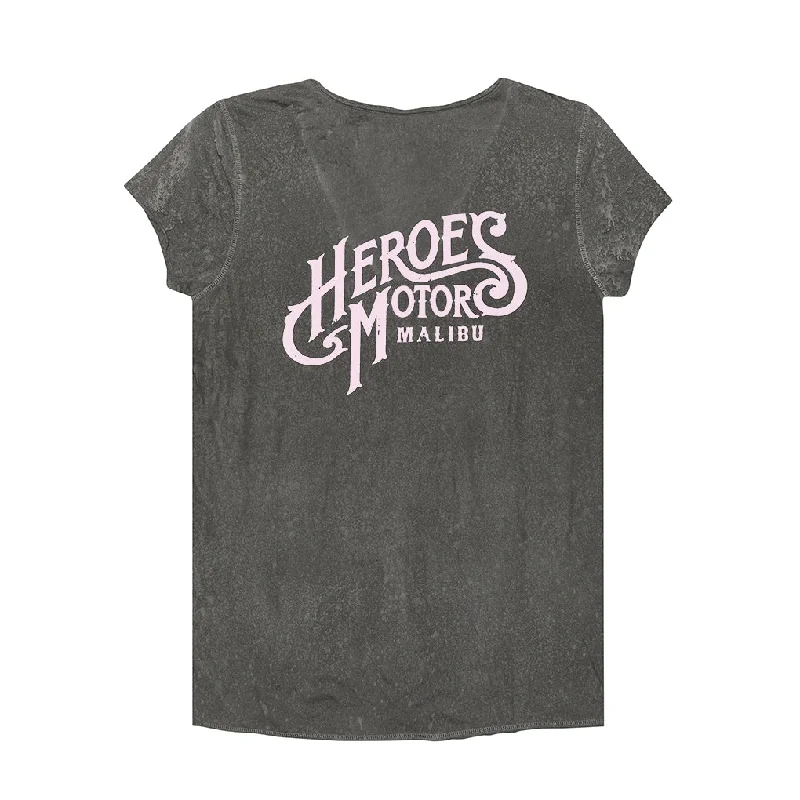 Tees-shirt  "Heroes Motors" Oil Gray-- Mesh Blend Leather Blend Suede Blend