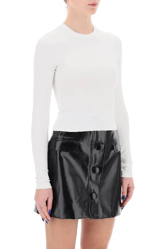 Wardrobe.nyc Long-Sleeved T-Shirt-- Faux Fur Fabric Real Fur Fabric Shearling Fabric