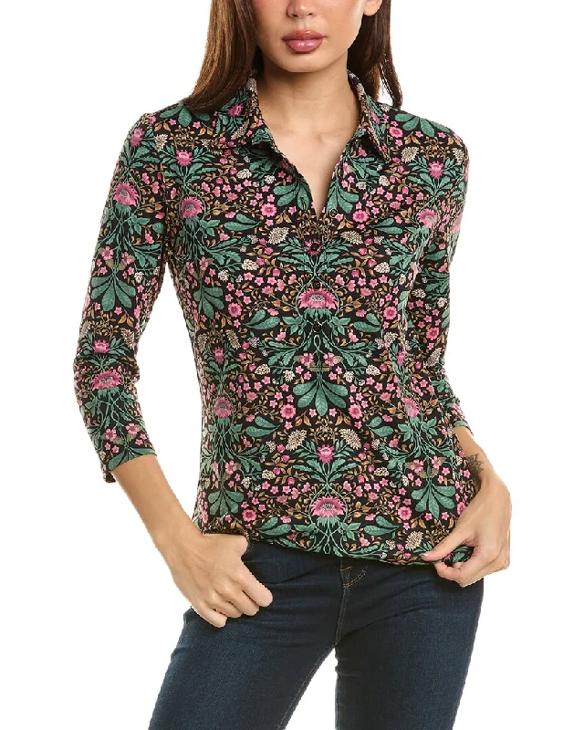 J.Mclaughlin Court Polo Shirt-- V-Neck T-Shirt Long Sleeve Cotton