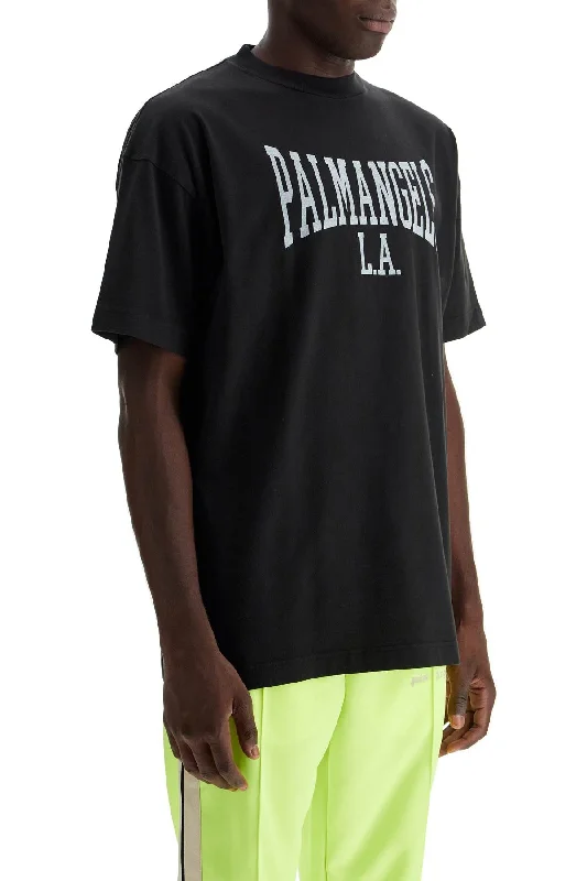 Palm Angels College Print T-Shirt-- Chenille Blend Fleece Blend Nylon Blend