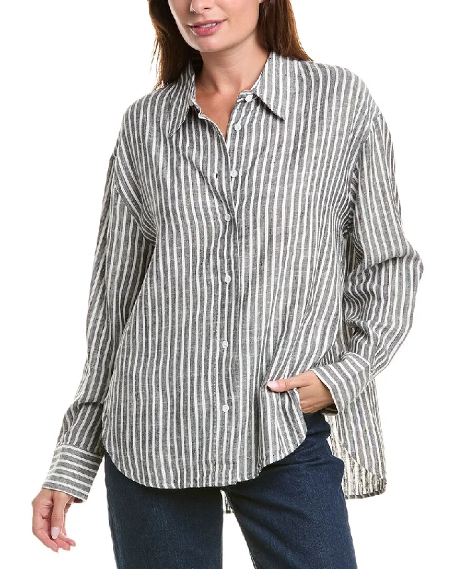 Lyra & Co Linen-Blend Shirt-- Print Jacquard Patchwork