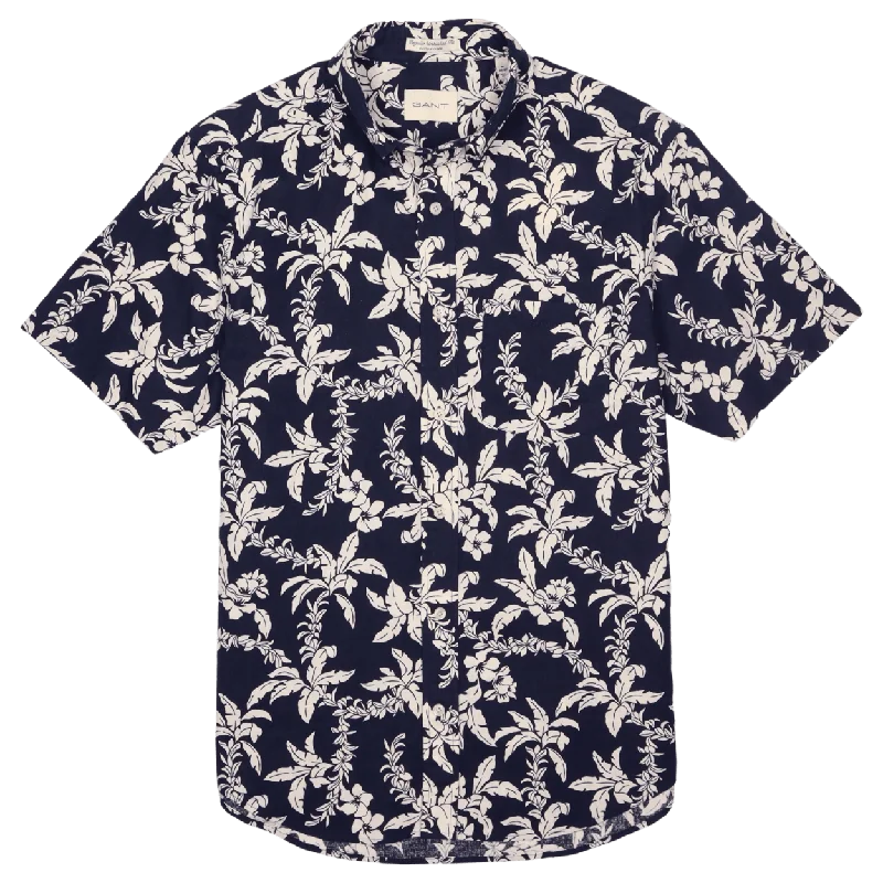 GANT Reg Cotton Linen Palm Short Sleeve Shirt-- Modern Contemporary Chic