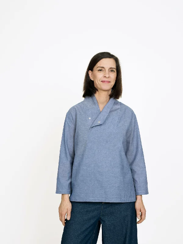 The Assembly Line Unisex Wrap Collar Shirt-- Layered Multi-layer Single Layer
