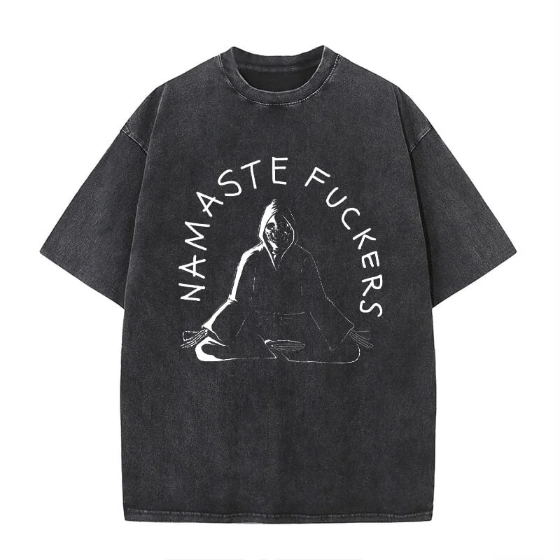 Vintage Washed Namaste Fuckers T-shirt-- Chenille Fabric Brocade Fabric Lace Fabric