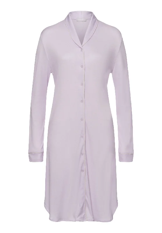 Natural Comfort TENCEL™ Button Front Sleep Shirt | Lilac Fog 77964-2464-- Striped Floral Plaid