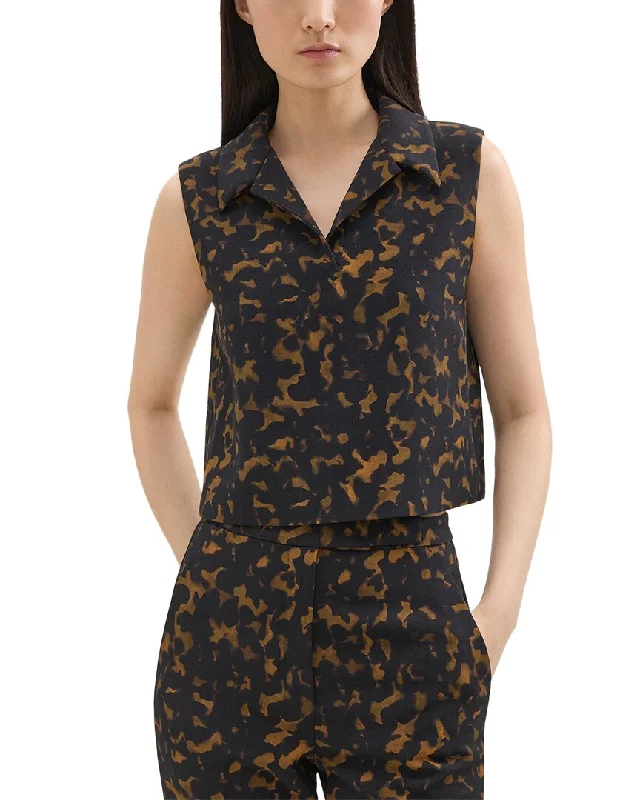 Theory Crop Polo Shirt-- Boxy Fit Fitted Loose