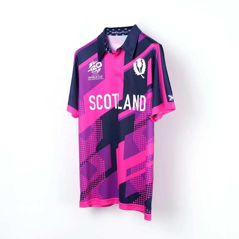 Cricket Scotland T20 World Cup 24 Shirt - Women's Short Sleeve-- Striped Floral Plaid