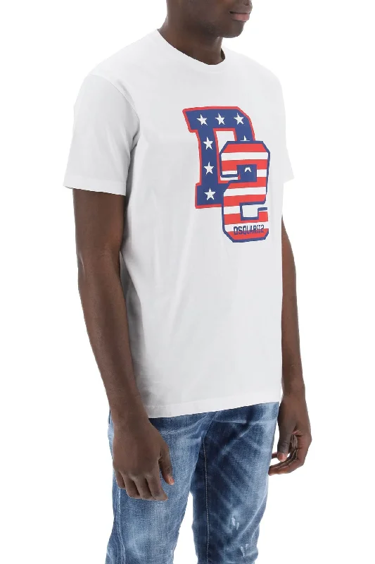 Dsquared2 Cool Fit T-Shirt With D2 Print-- Solid Print Embellished