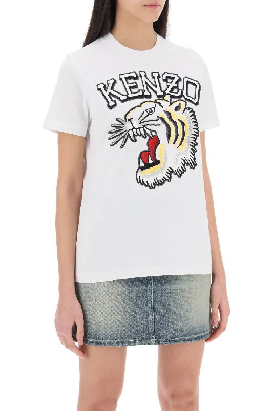 Kenzo Tiger Varsity Crew-Neck T-Shirt-- Cashmere Blend Cotton Blend Poly Blend