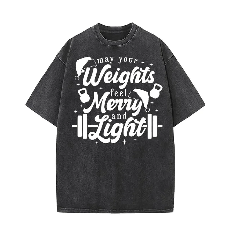 May Your Weights Feel Merry And Light Christmas T-shirt-- Ribbed Striped Patterned
