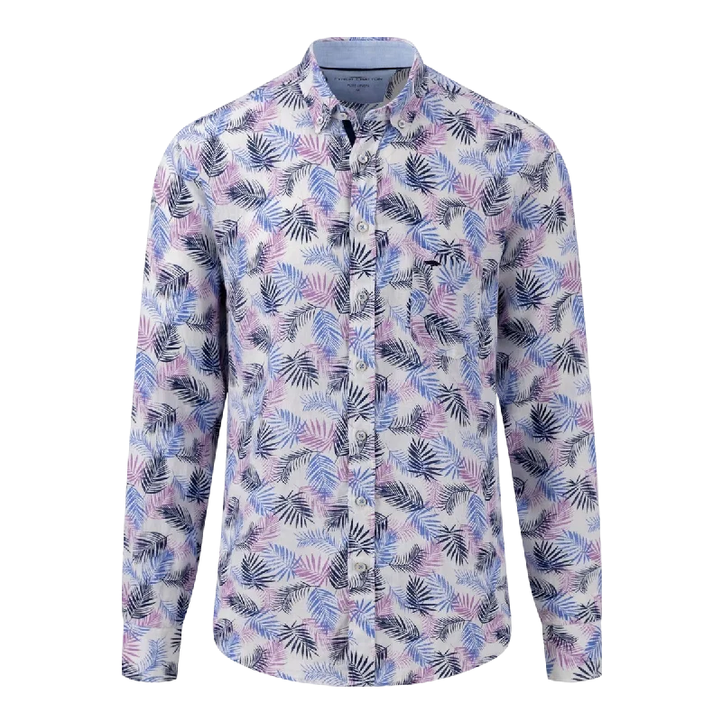 Fynch-Hatton Long Sleeve Floral Linen Shirt-- Thin T-Shirt Open Front Quick Dry