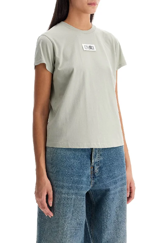 Mm6 Maison Margiela T-Shirt With Logo Label-- Collared Crew Neck Turtle Neck