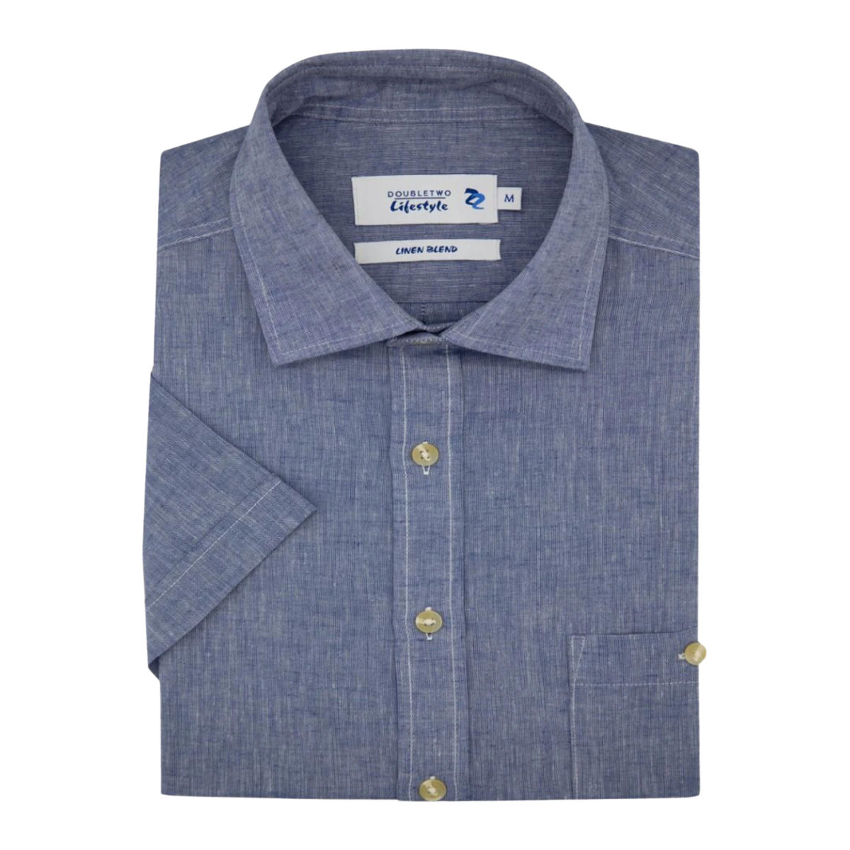 Double Two Linen/Cotton Short Sleeve Shirt-- Notch Collar Peter Pan Collar Cowl Neck