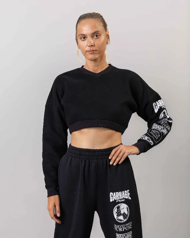 Globe Stride Crop Sweat Shirt-- Nylon Fabric Polyester Fabric Spandex Fabric