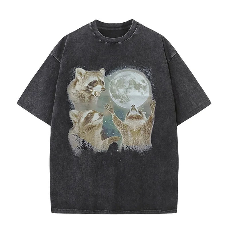 Racoons Howling At The Moon T-shirt-- Spandex Blend Rayon Blend Denim Blend