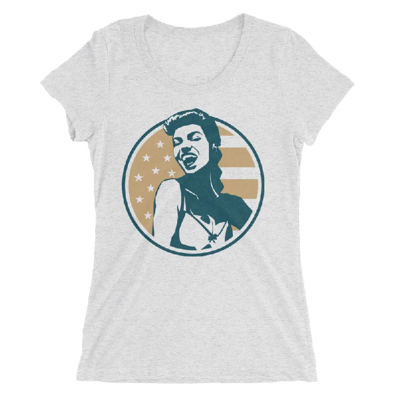 Presidential Woman Gold Ladies' Short Sleeve T-Shirt-- Boxy Fit Fitted Loose
