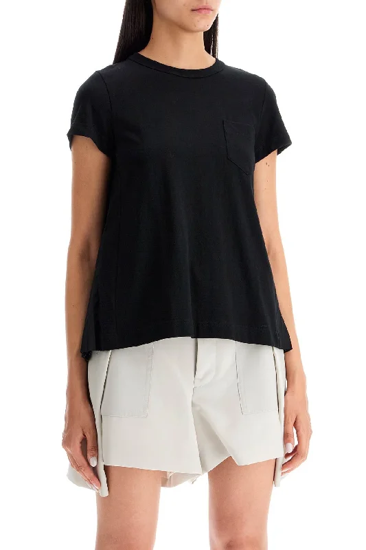 Sacai Pleated Back T-Shirt-- Spandex Blend Rayon Blend Denim Blend