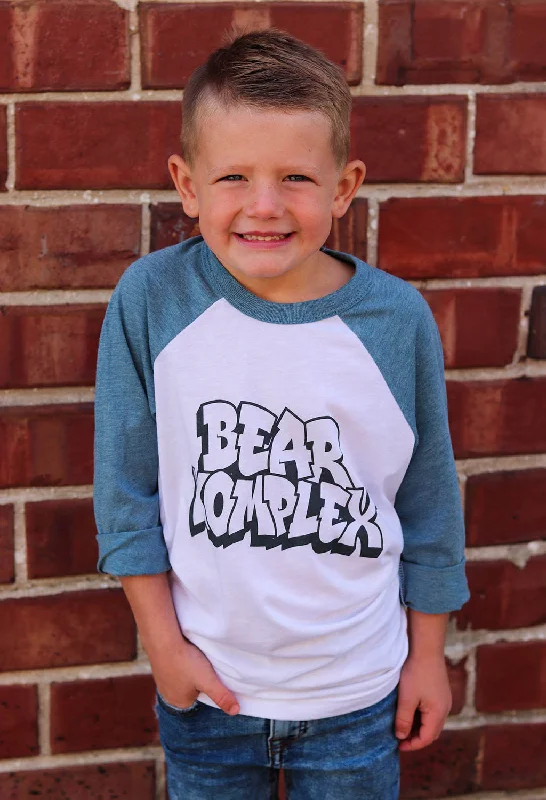 Unisex Youth 3/4-Sleeve Baseball T-Shirt-- Striped Floral Plaid