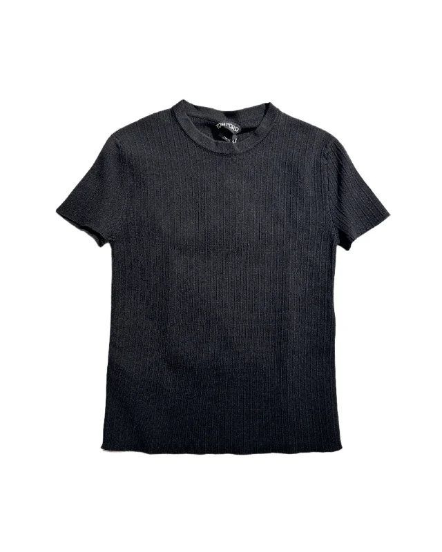Tom Ford Womens Knitted T-Shirt In Black-- Fleece Fabric Down Fabric Feather Fabric