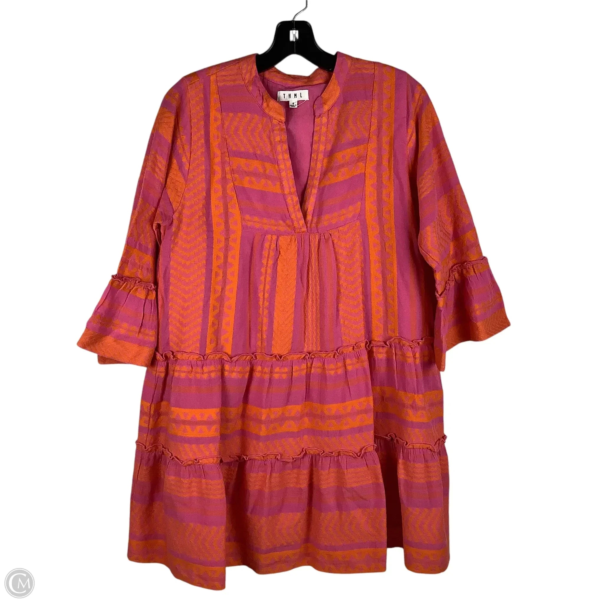 Dress Casual Midi By Thml In Pink & Purple, Size: S Off-the-shoulder Chic Trendy