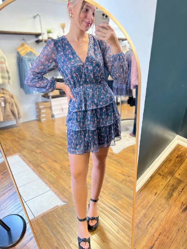 Starry Visions Surplice Tiered Mini Dress Classic Solid Mini Dress