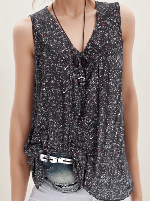 Blue Floral Sleeveless Mini Dress Cozy Ribbed Mini Dress
