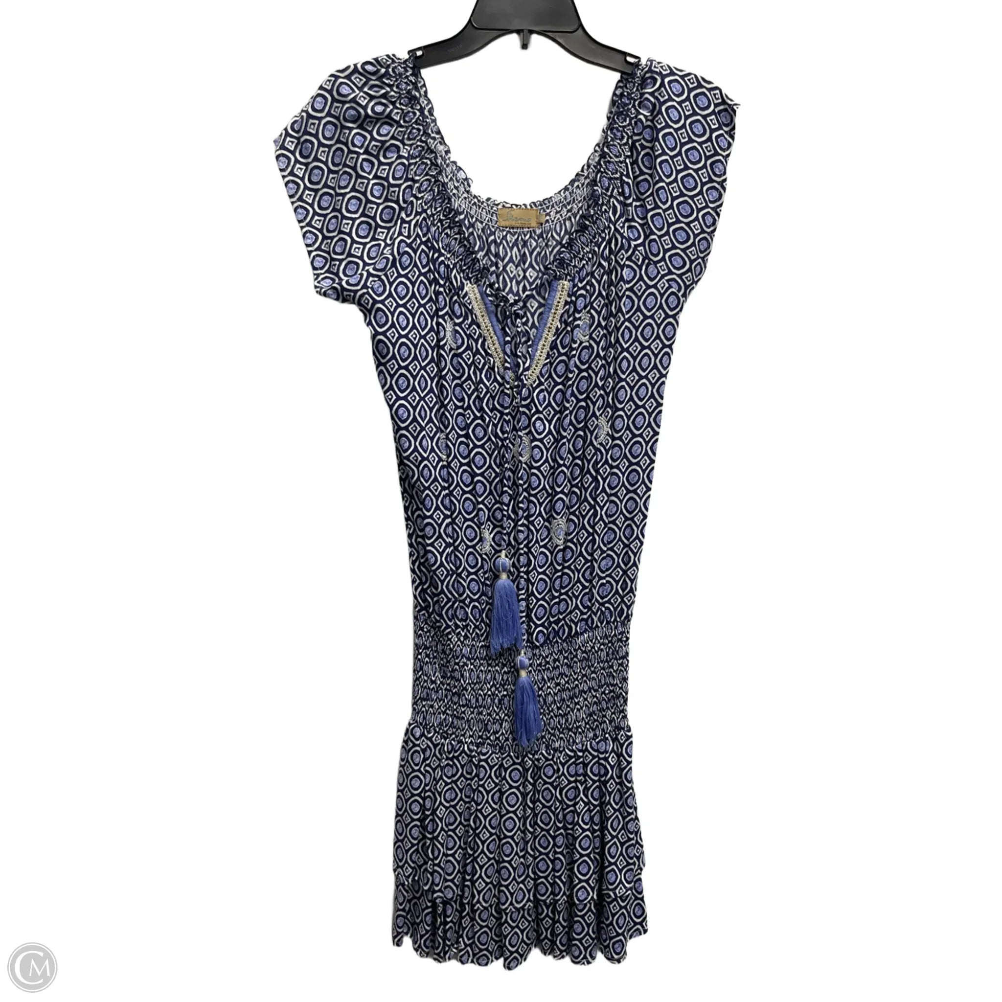 Dress Casual Short By SKEMON In Blue & White, Size: M Floral Print girly