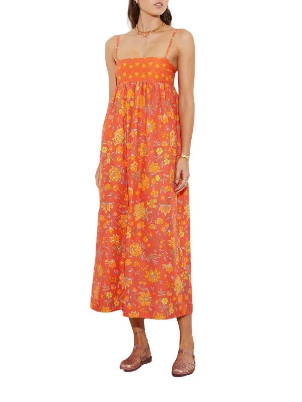 Alvita Strappy Bodice Maxi Dress In Melon Tunics Bridal satin